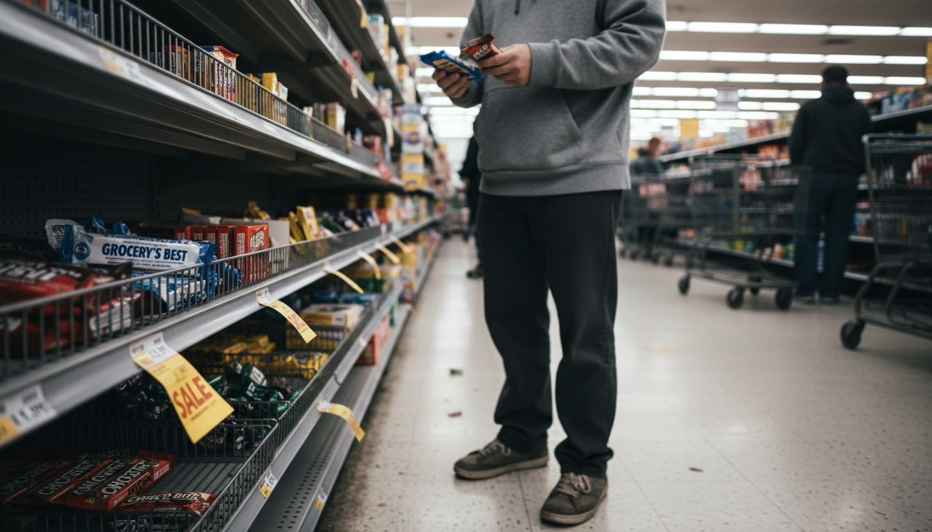 Shopper compares private label and branded candy