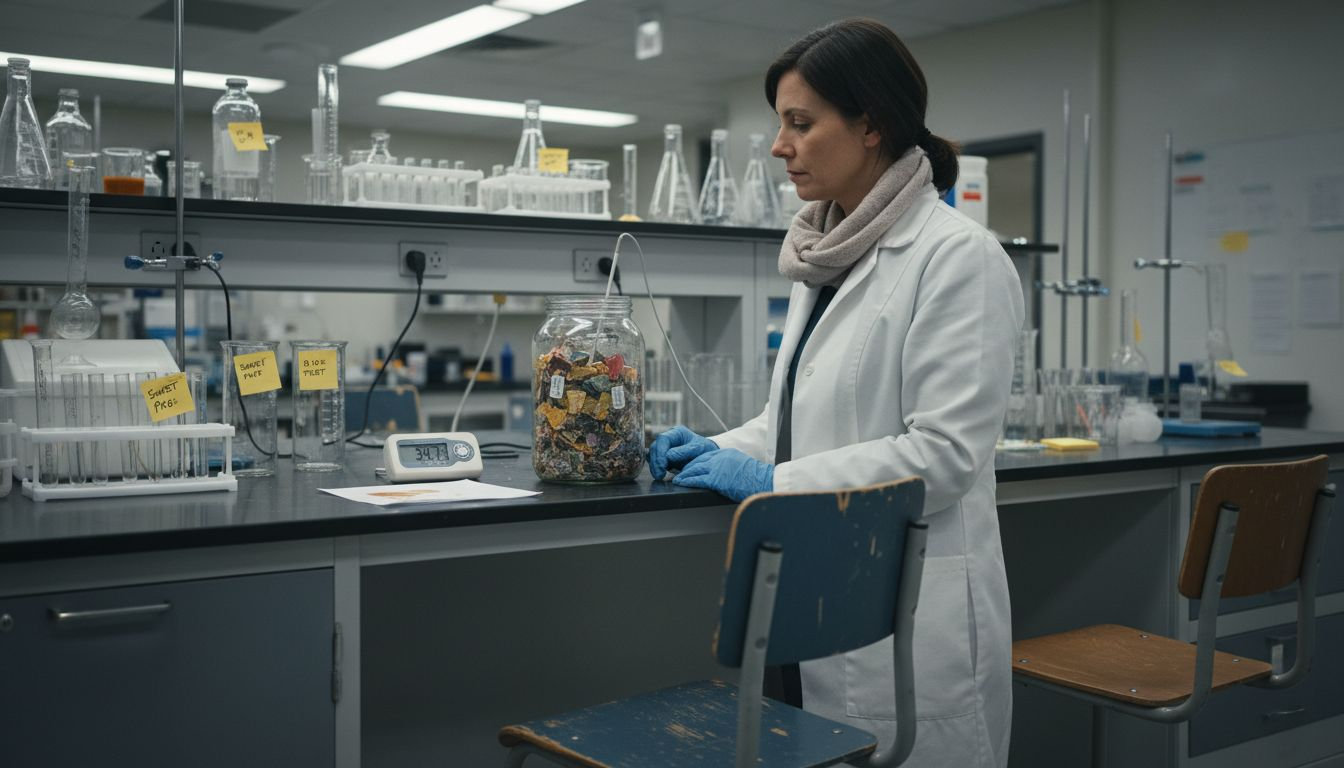 Lab technician tests biodegradation process