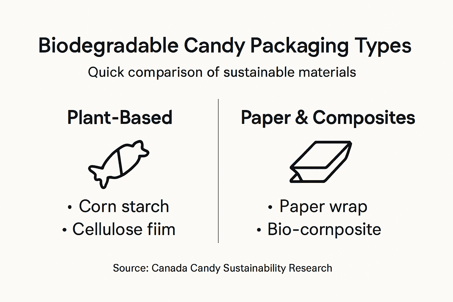 Infographic comparing candy packaging materials
