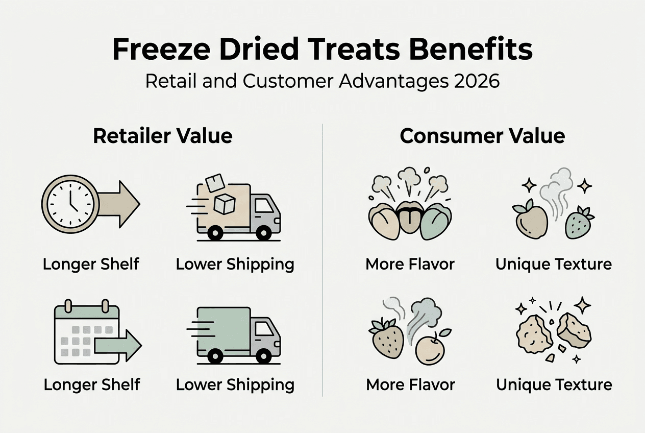Infographic showing freeze dried treats benefits