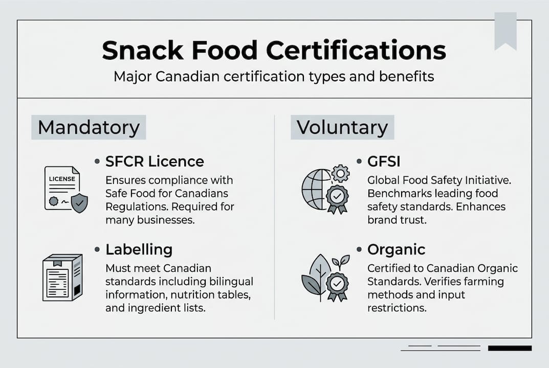 Infographic showing Canadian snack certifications overview