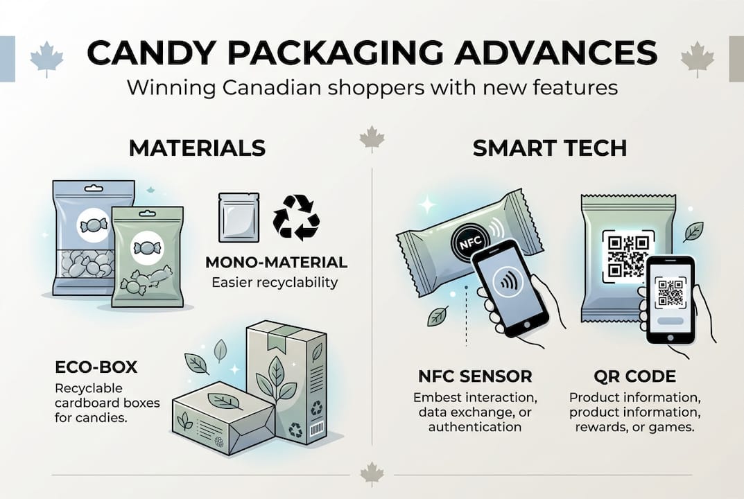 Infographic showing Canadian candy packaging advances