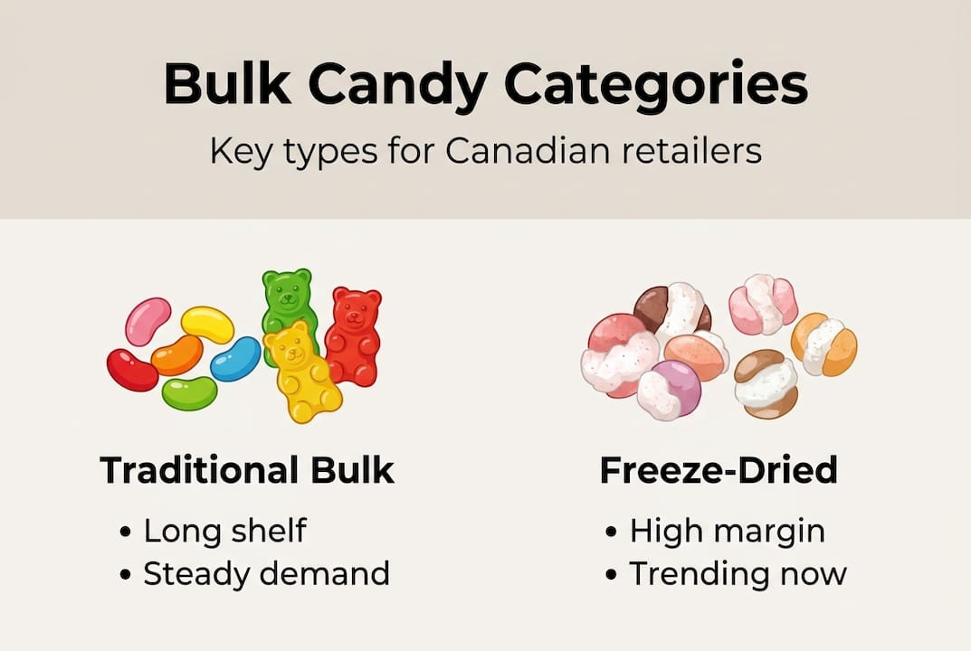 Infographic comparing bulk candy categories