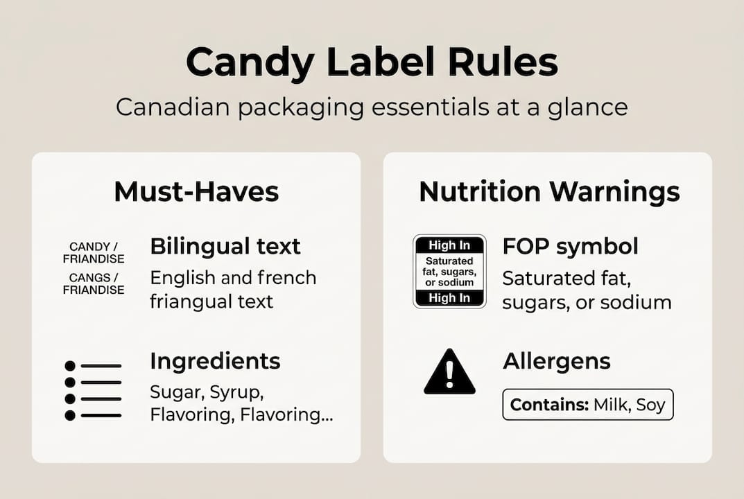 Infographic of key candy packaging rules