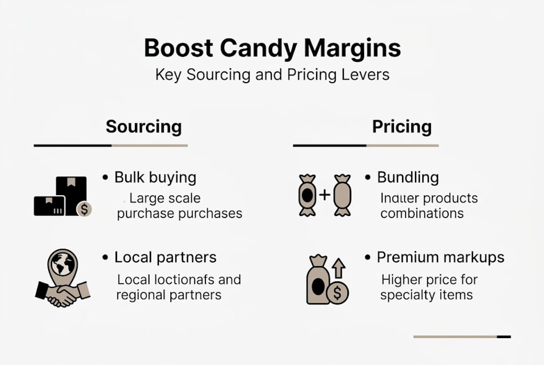 Infographic showing candy sourcing and pricing