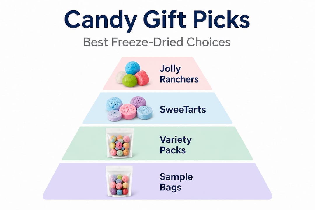 Infographic ranking freeze dried candy gift options