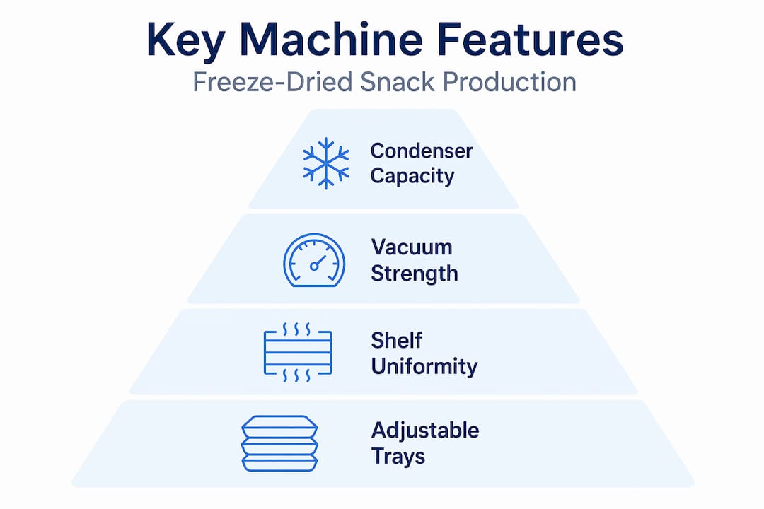 Hierarchy infographic of freeze dryer features