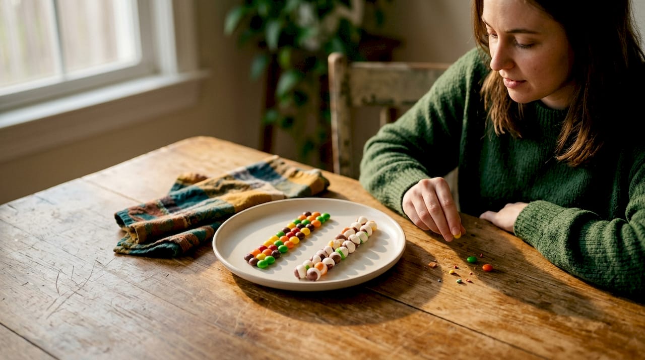 Classic and freeze dried Skittles texture compared