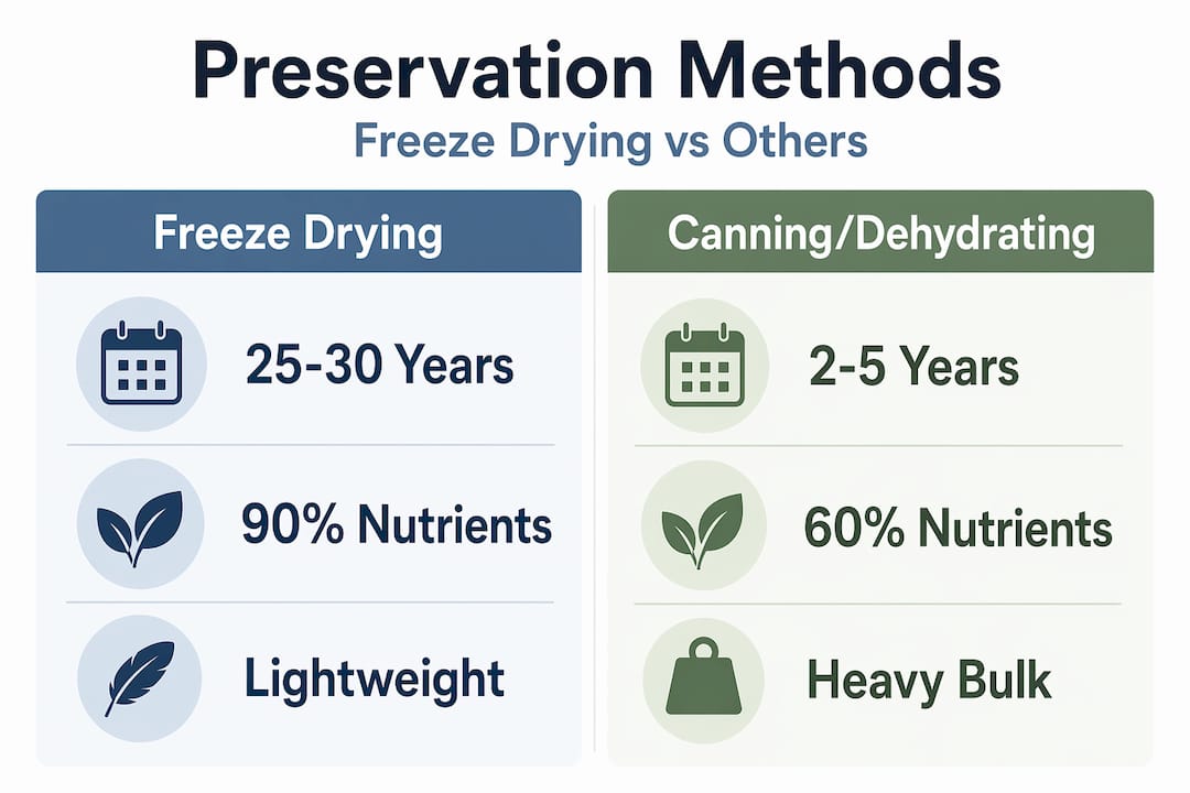 Comparison infographic freeze drying versus other methods