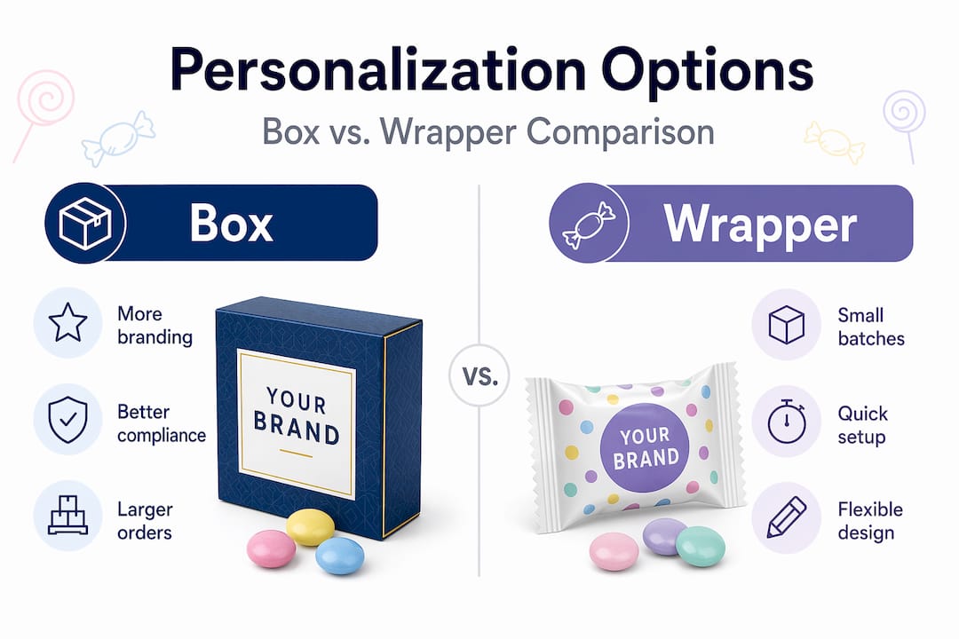 Infographic comparing box and wrapper personalization
