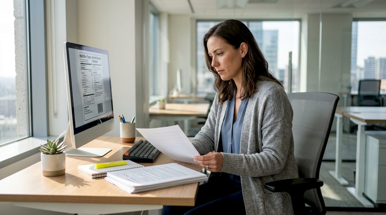 Compliance specialist checking bilingual food labels