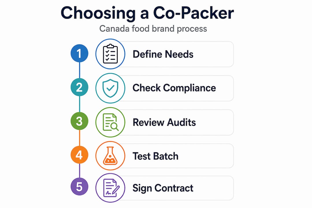 Infographic showing step-by-step co-packer selection process