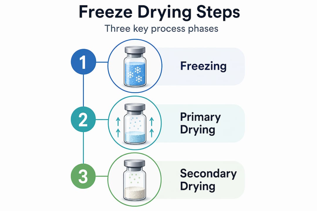 Freeze drying process steps infographic