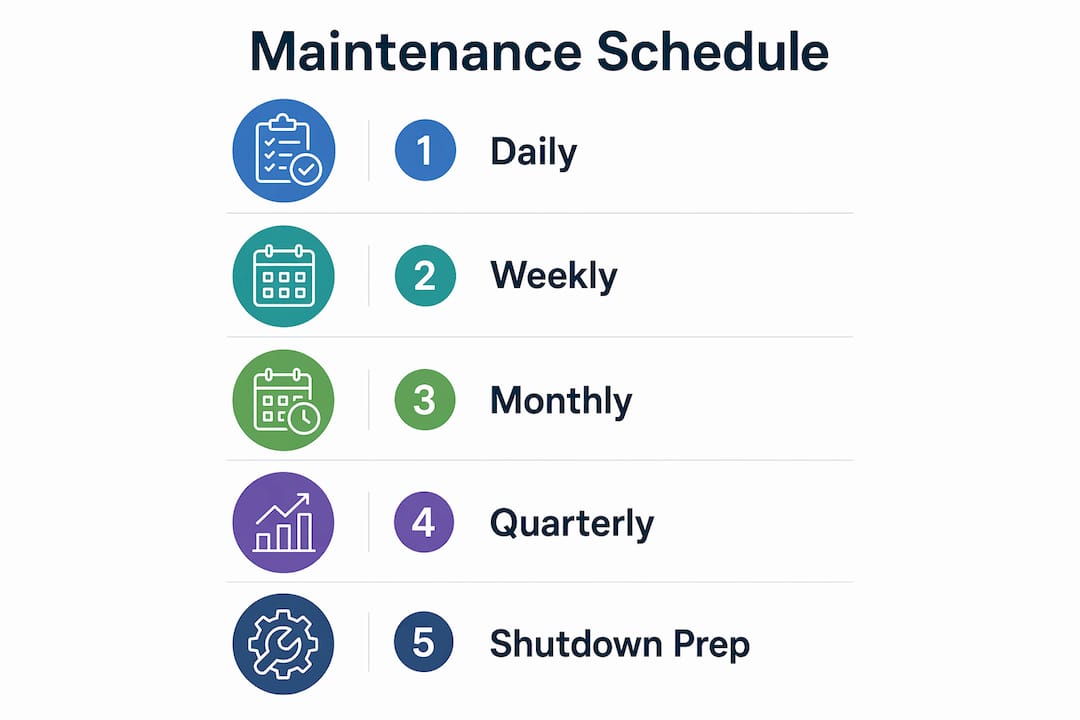 Infographic of freeze dryer maintenance schedule steps