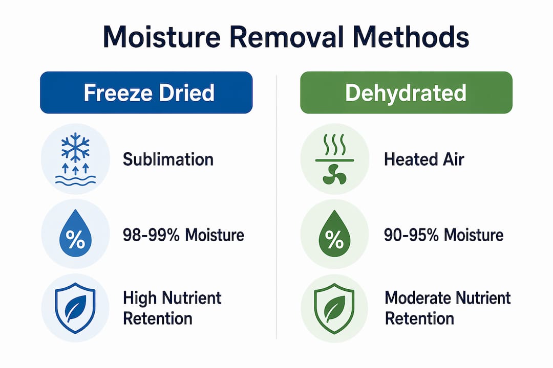 Infographic comparing freeze dried and dehydrated food