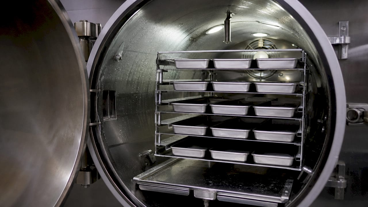Inside freeze drying machine vacuum chamber