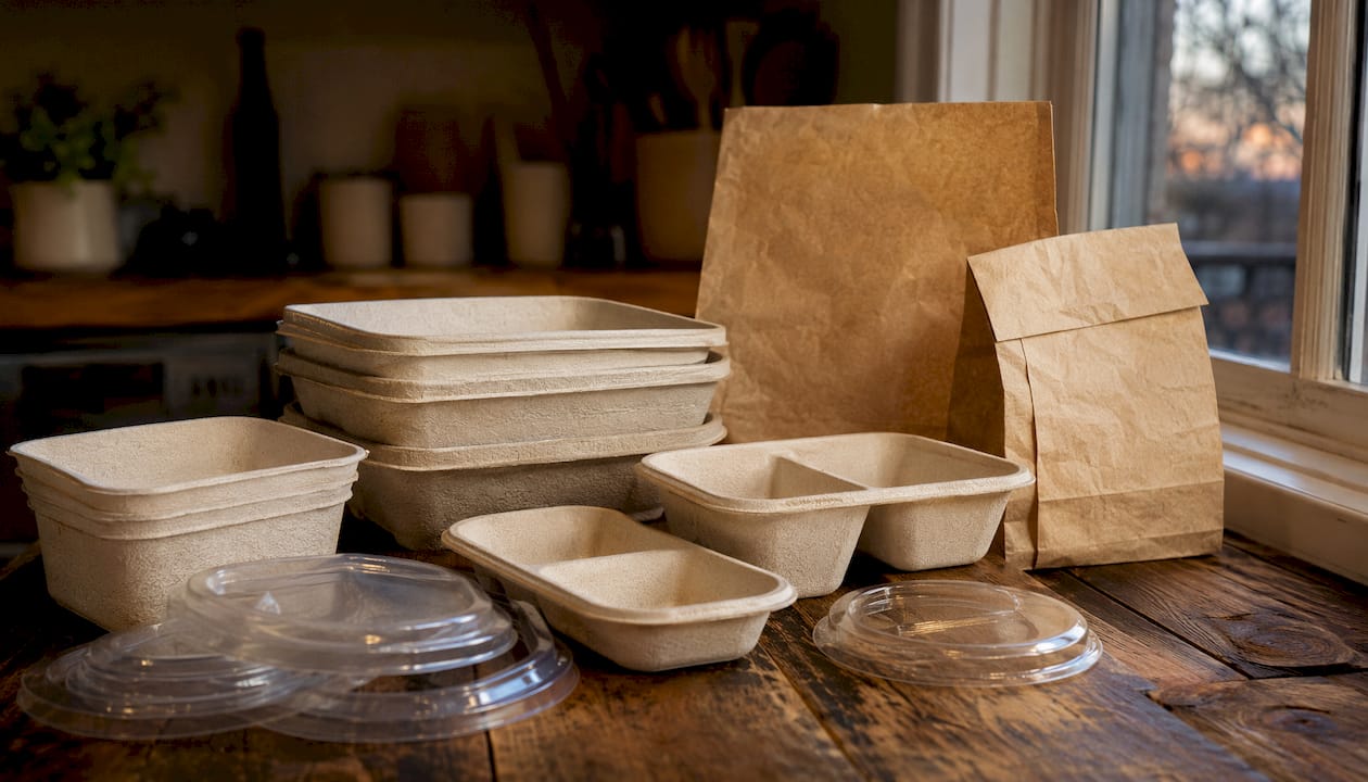 Close-up of eco-friendly packaging materials