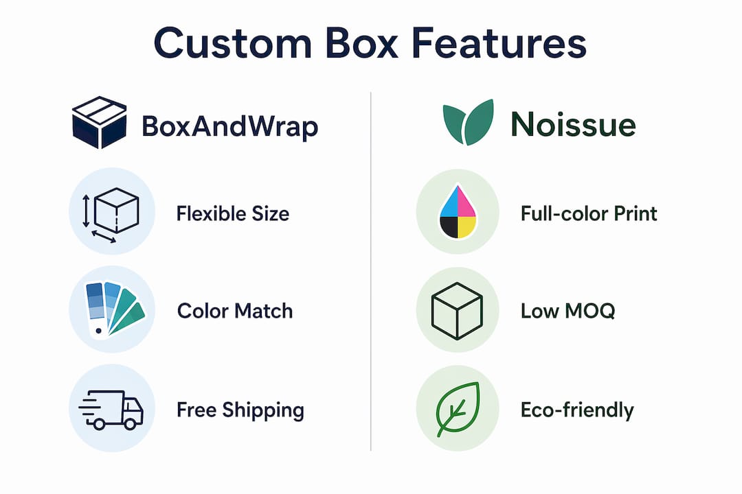 Comparison infographic of custom pastry box providers