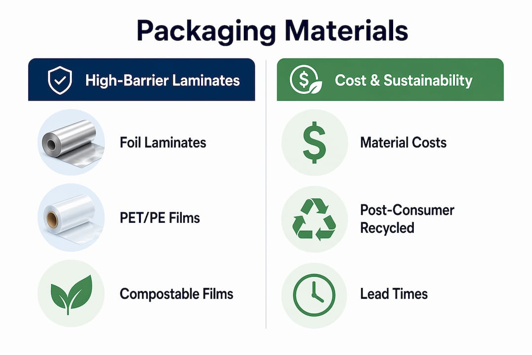 Infographic comparing packaging materials and costs