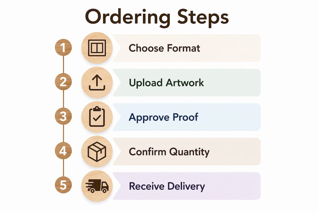 Infographic showing custom snack ordering steps