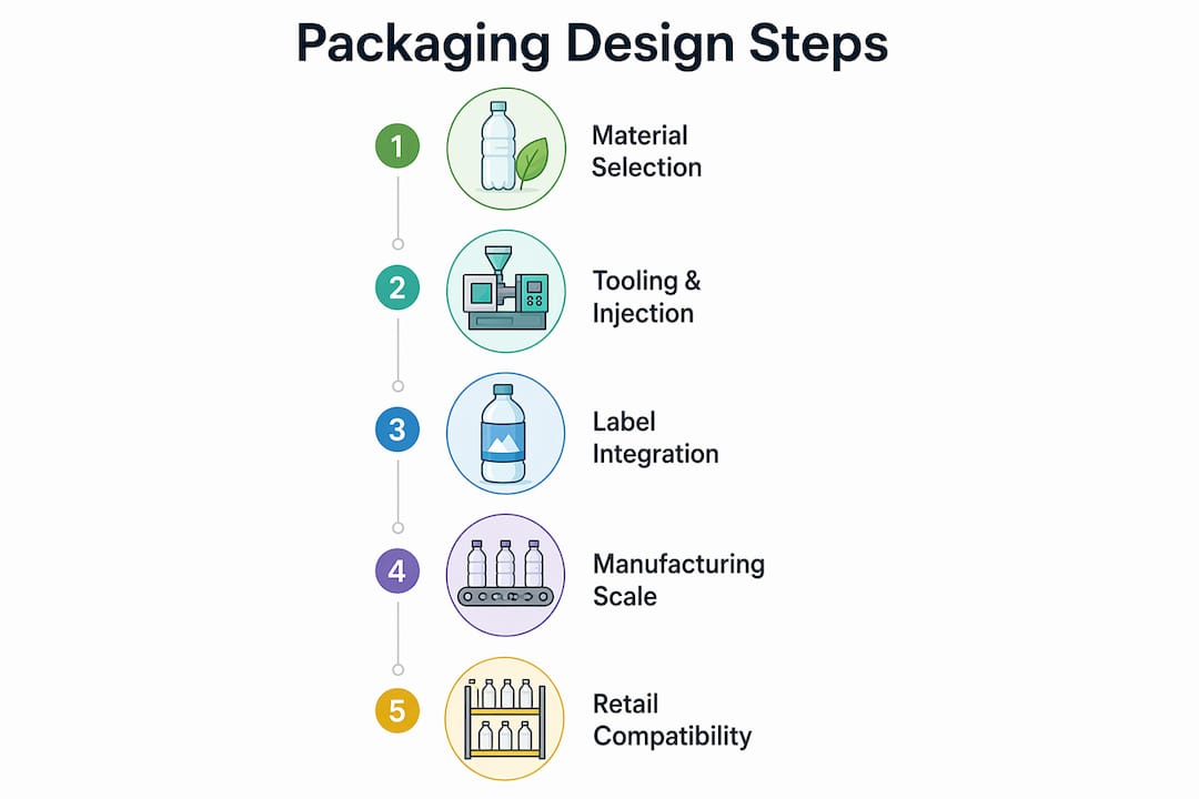 Infographic outlining packaging design process steps