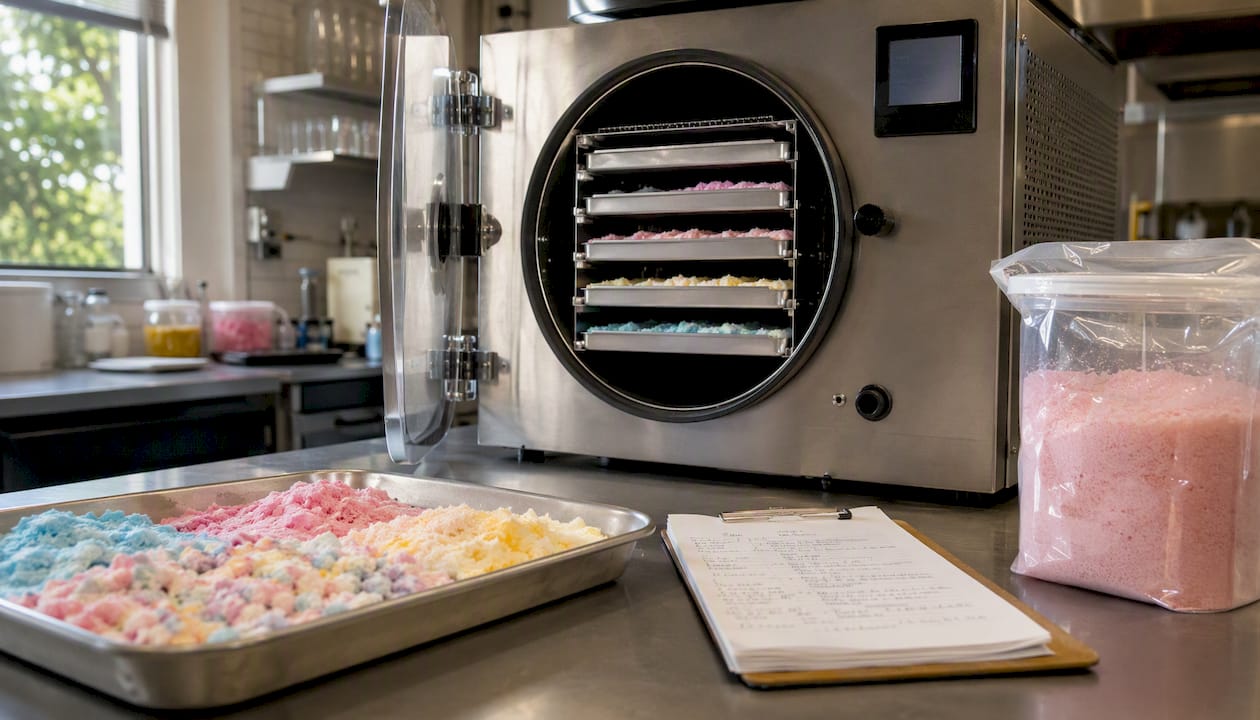 Freeze-drying cotton candy candy in lab