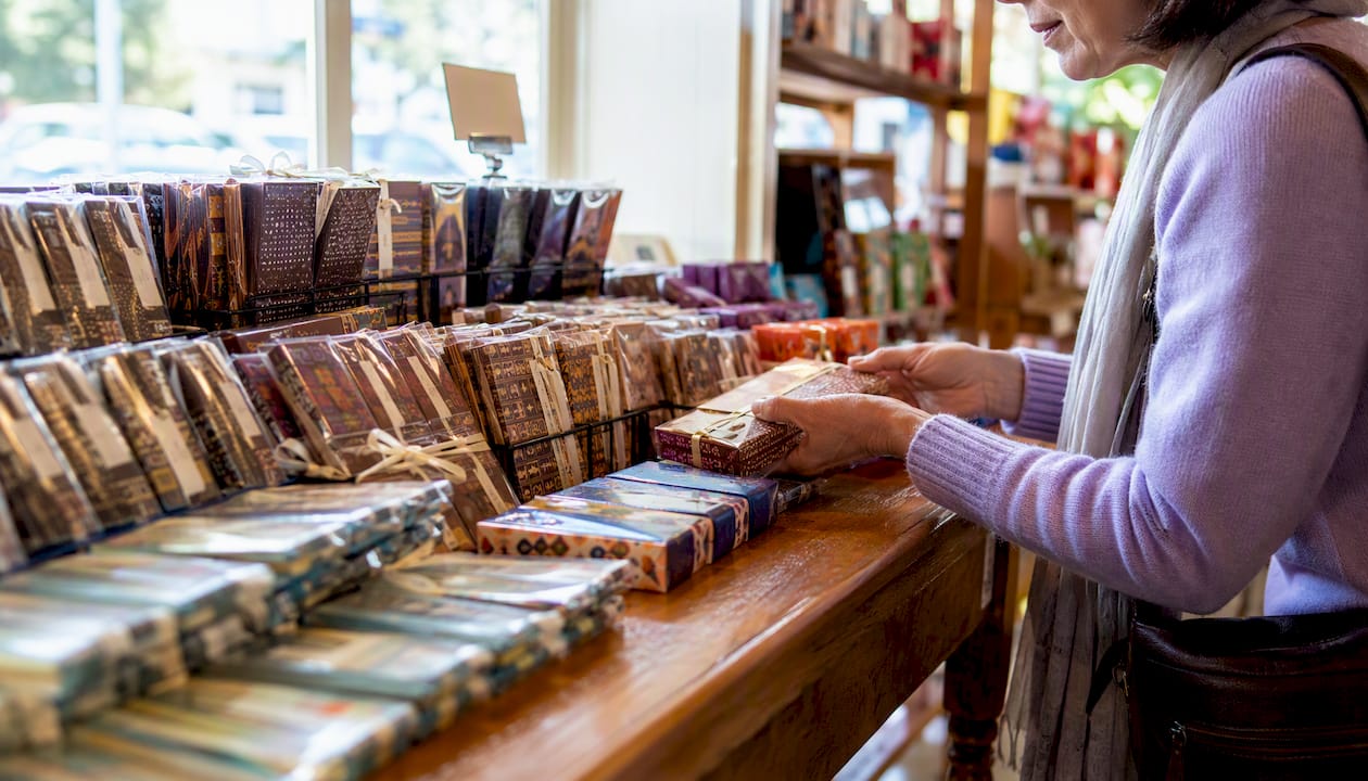 Customer selecting Zingerman's candy gift box