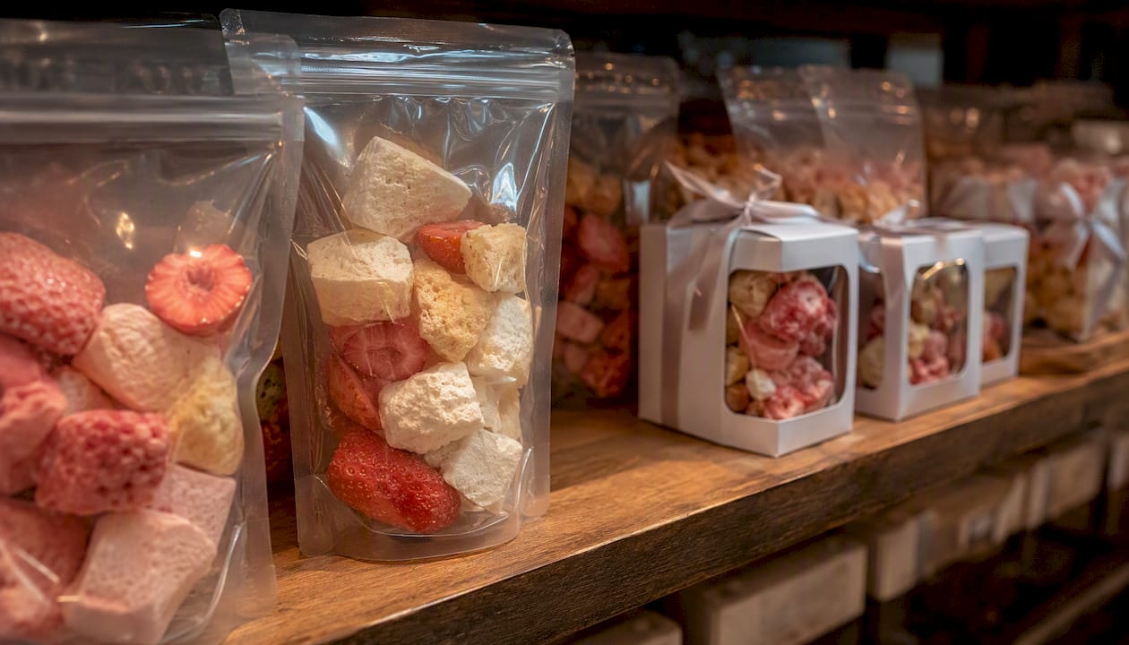 Freeze-dried candy gift packaging display