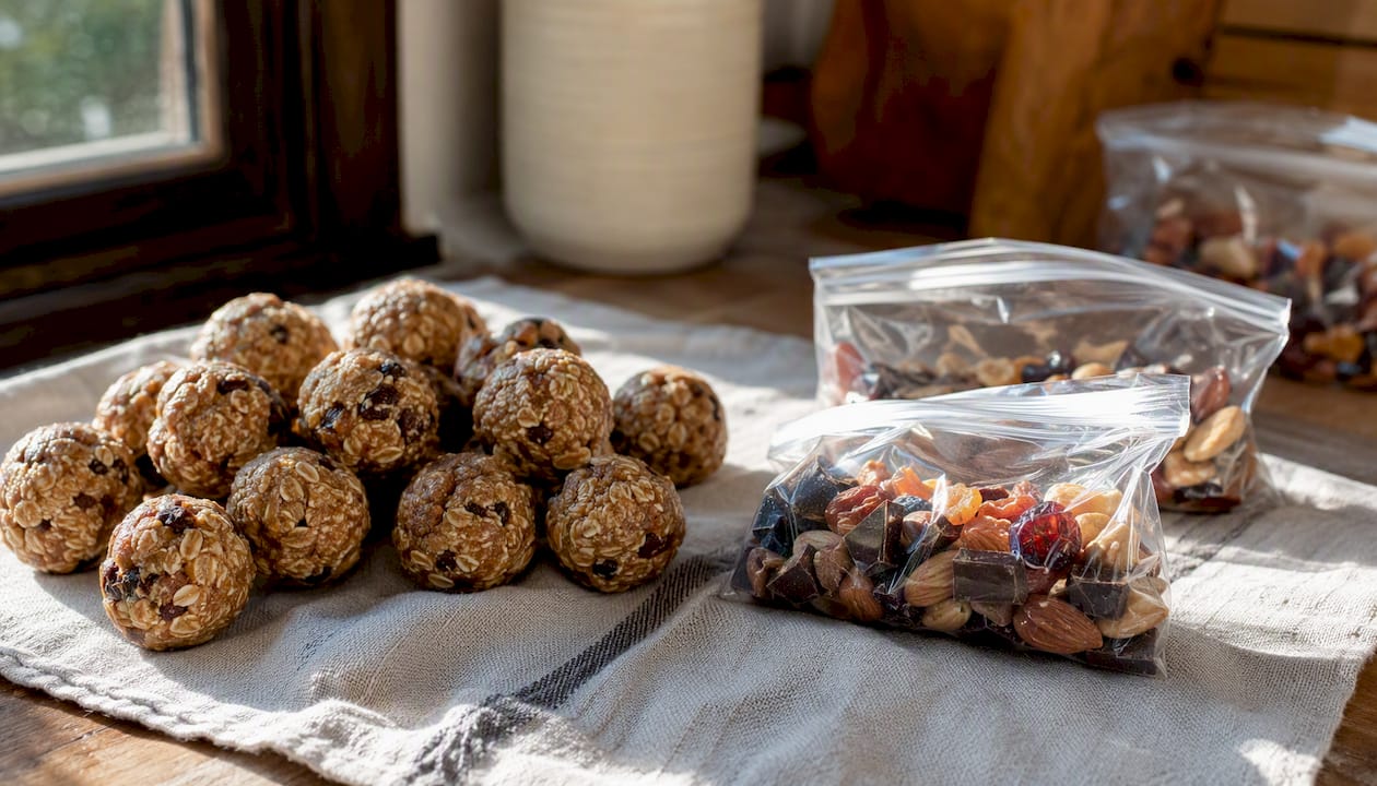 Homemade energy bites and trail mix