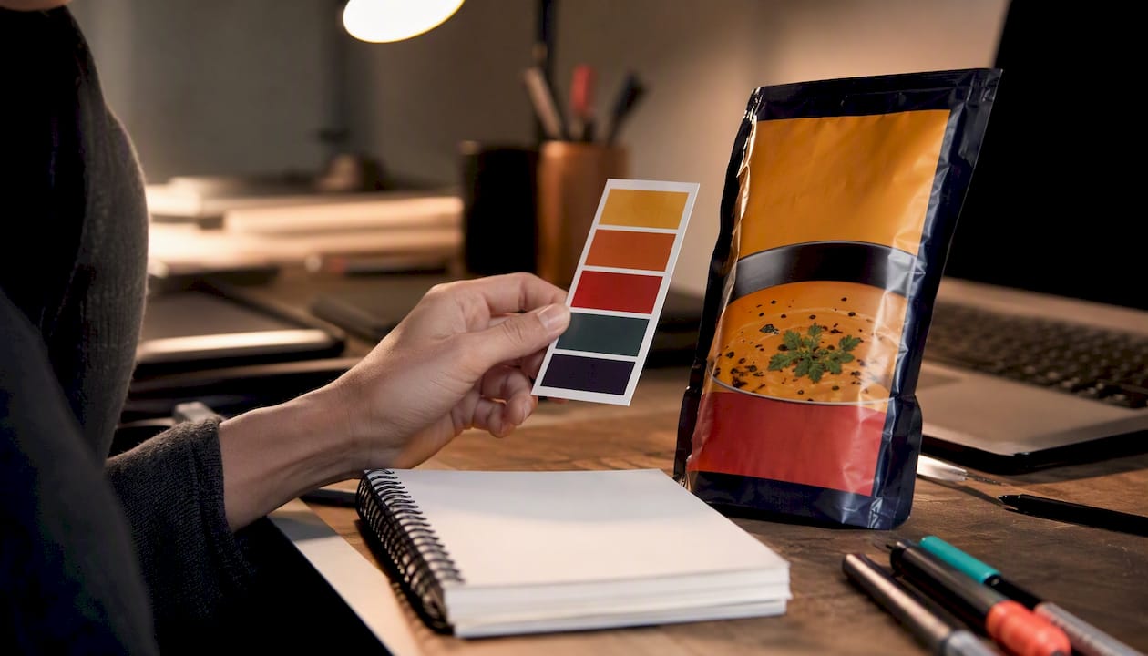Hand testing label color contrast and legibility