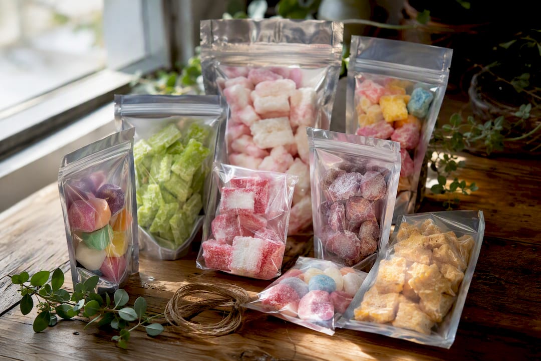 Curated assortment of candy packages