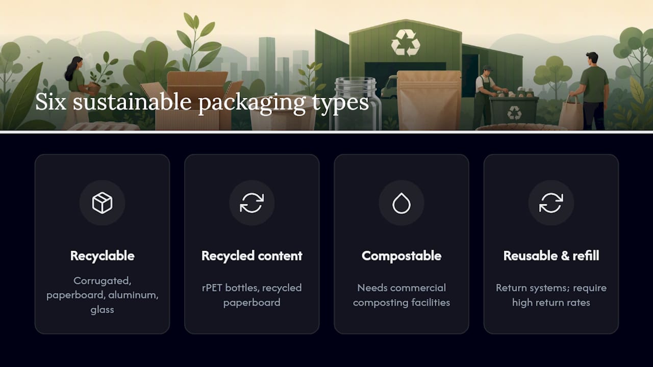 Six sustainable packaging approaches compared