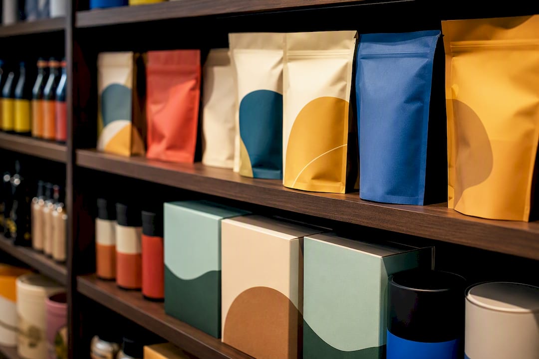 Anonymous packages competing on a retail shelf