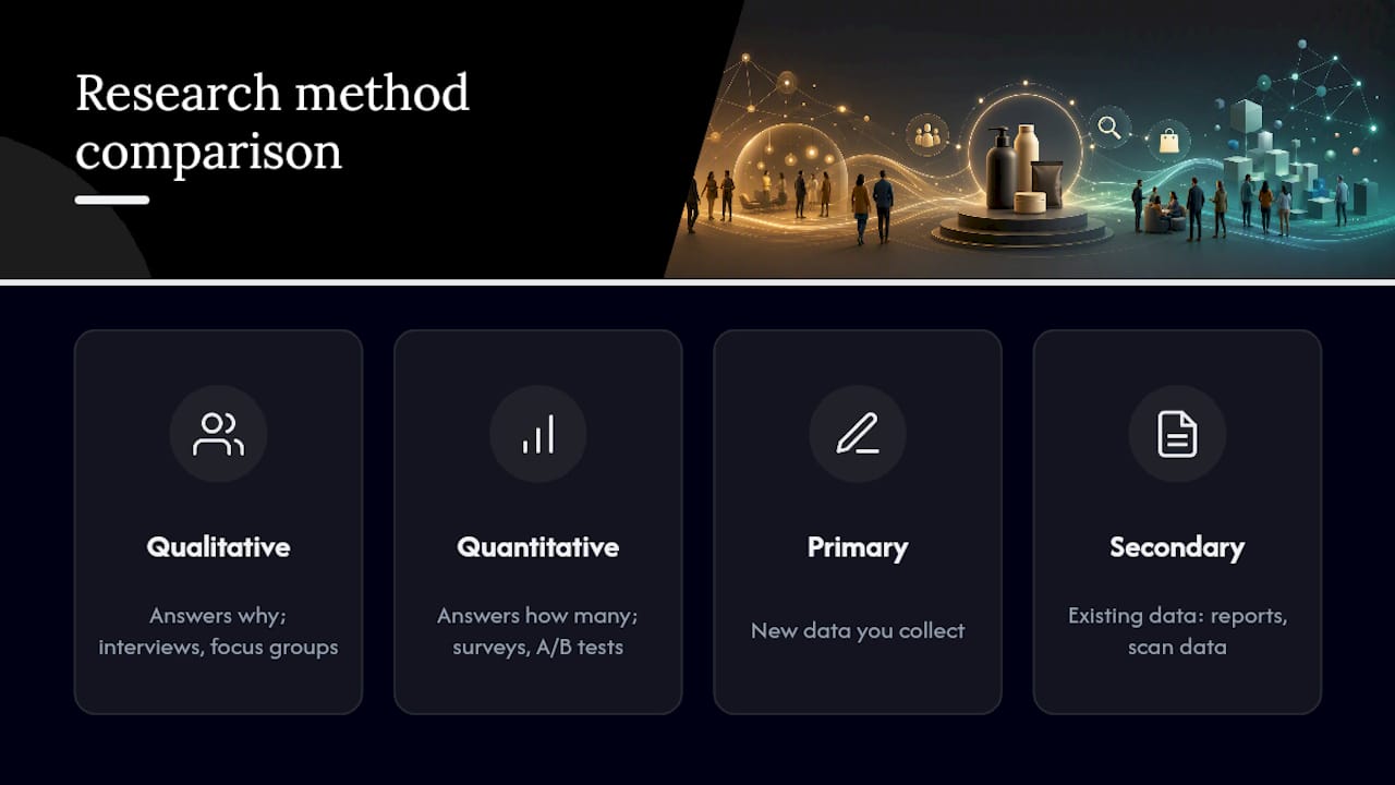 Four market research method categories compared
