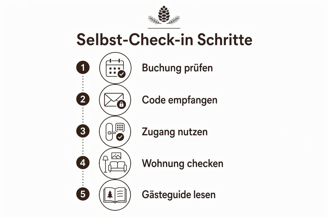 Grafische Übersicht: So funktioniert der Self-Check-in Schritt für Schritt