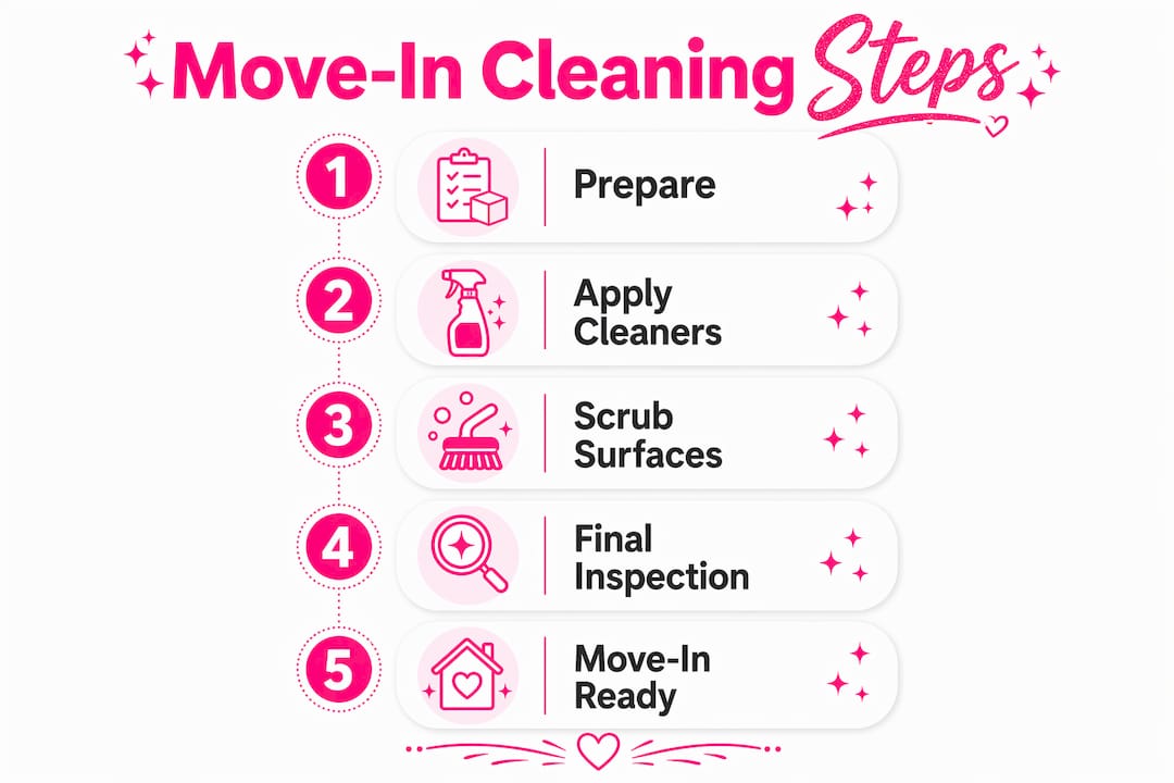 Infographic illustrating move-in cleaning steps