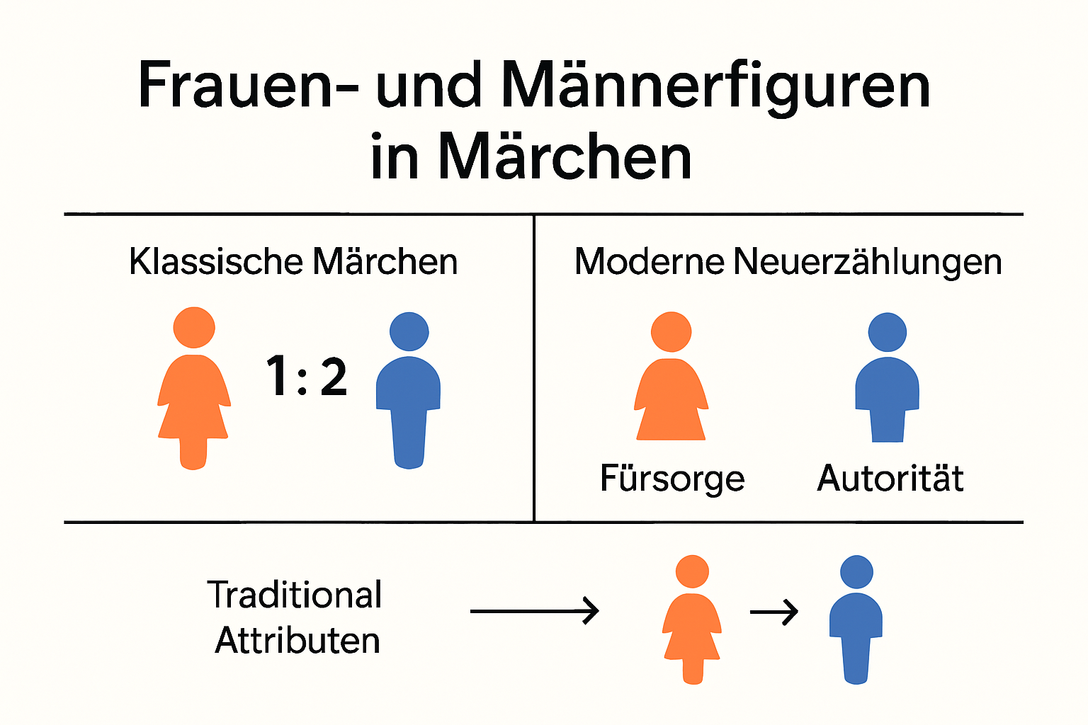 Infographic visualizing gender roles in classic and modern fairy tales