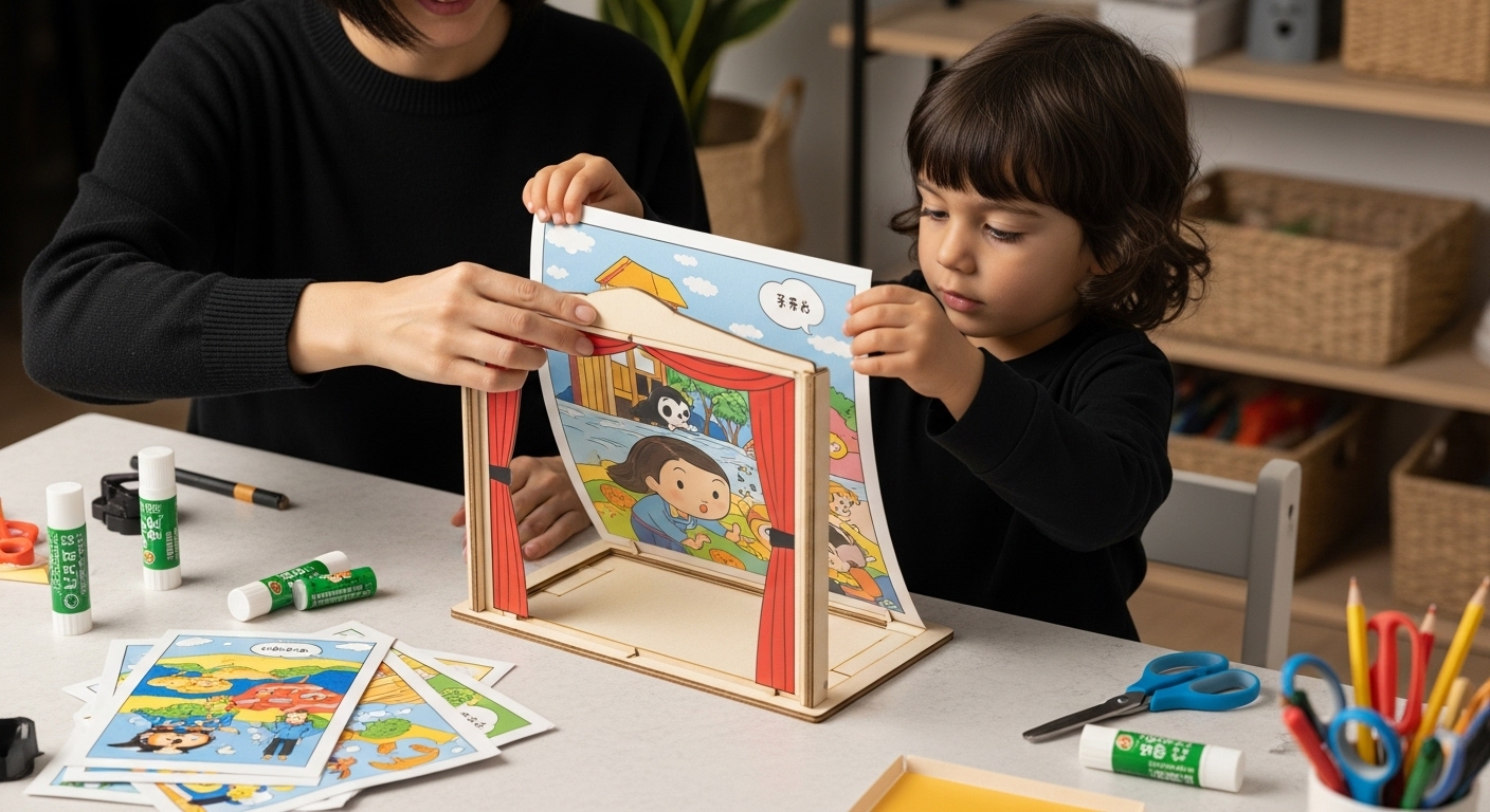 kamishibai krippe zusammenbauen