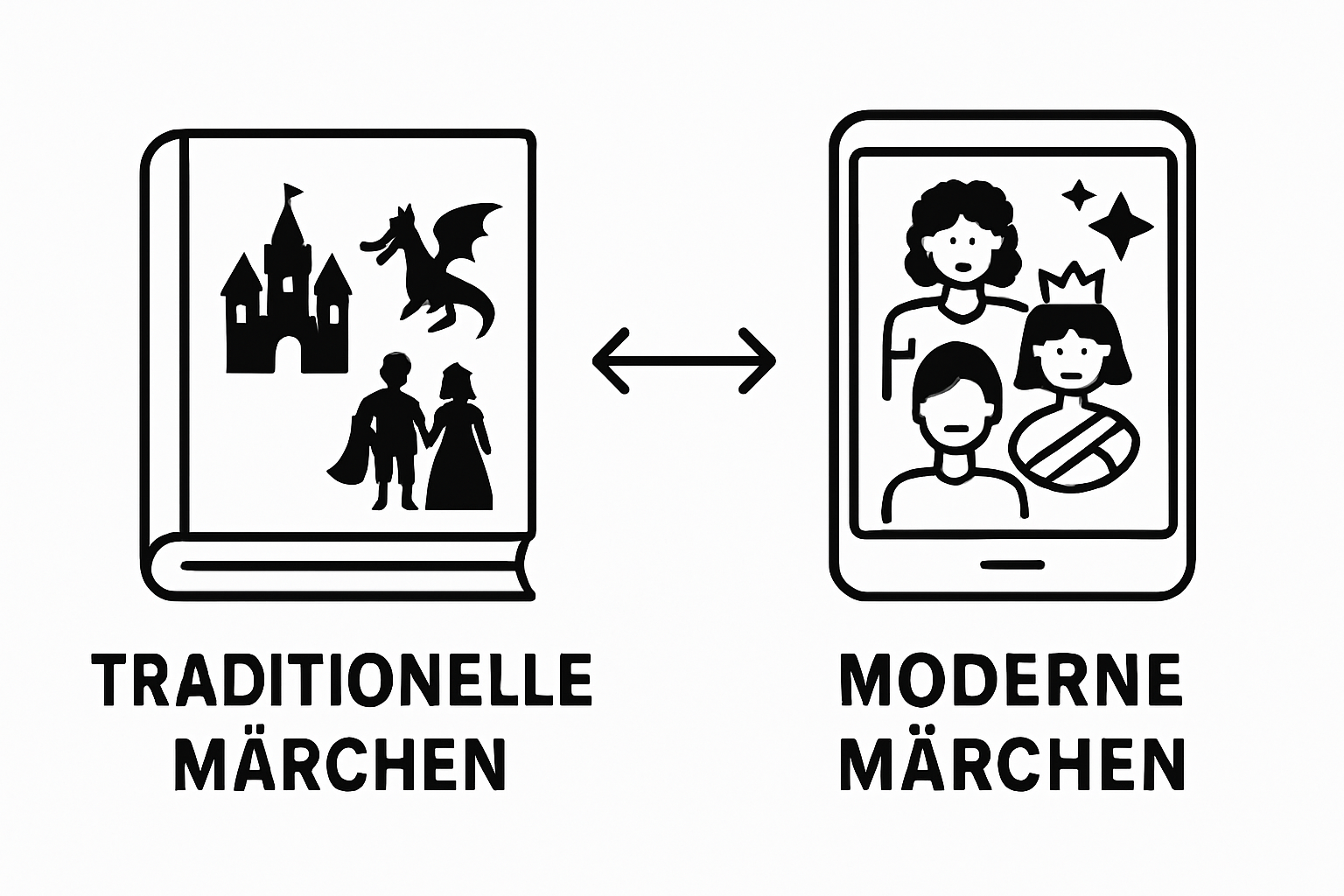 Infographic comparing traditional and modern fairy tales