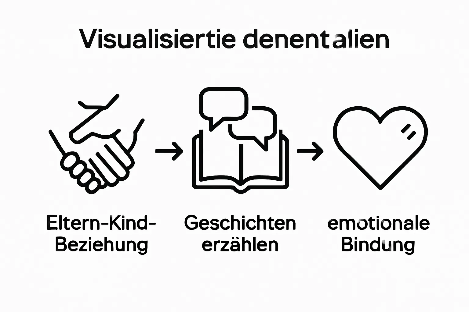 Icons zeigen Verbindung zwischen Eltern, Geschichtenerzählen und emotionaler Bindung