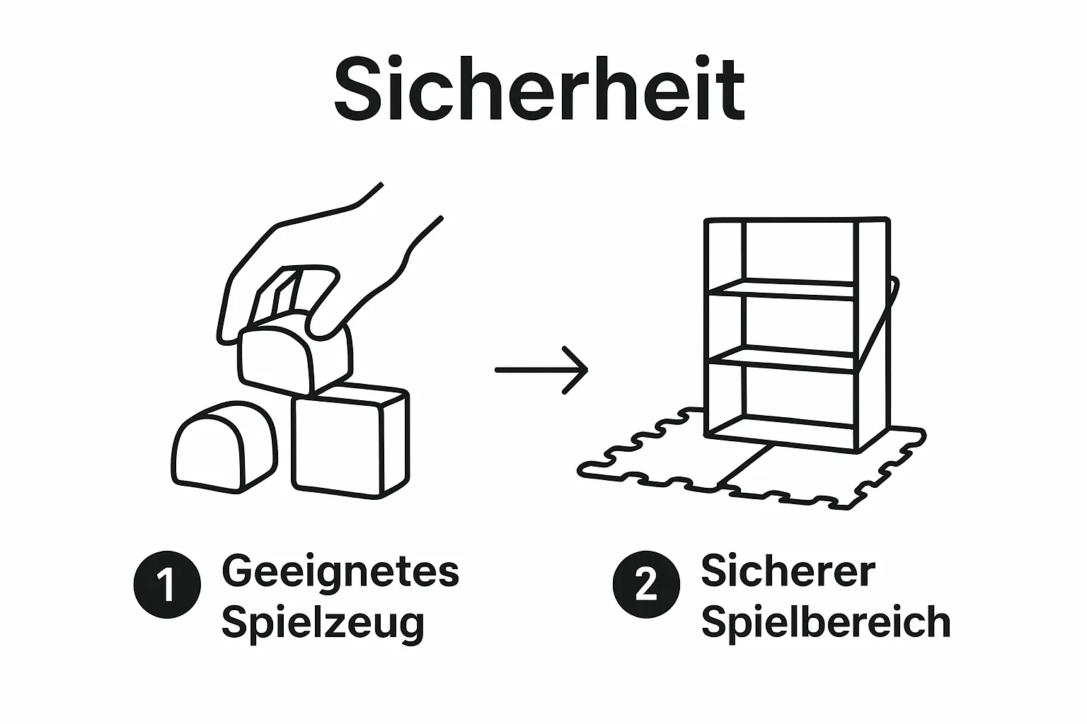 Infographic illustrating toy selection and play area setup for toddlers