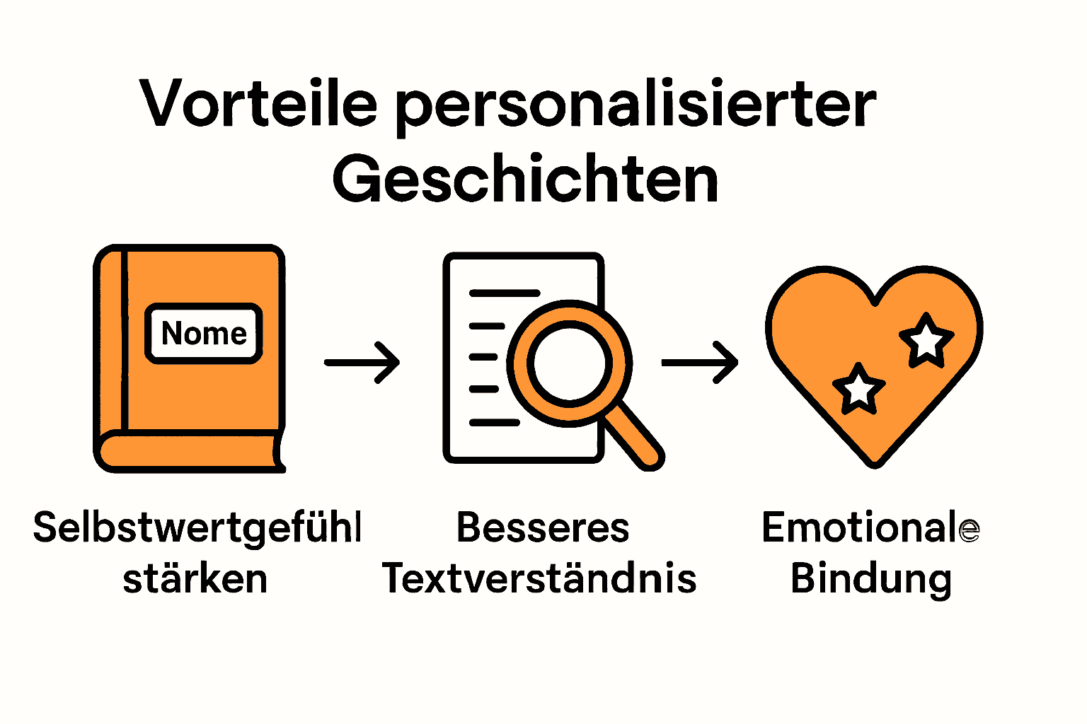 Infografik zu Vorteilen personalisierter Kindergeschichten