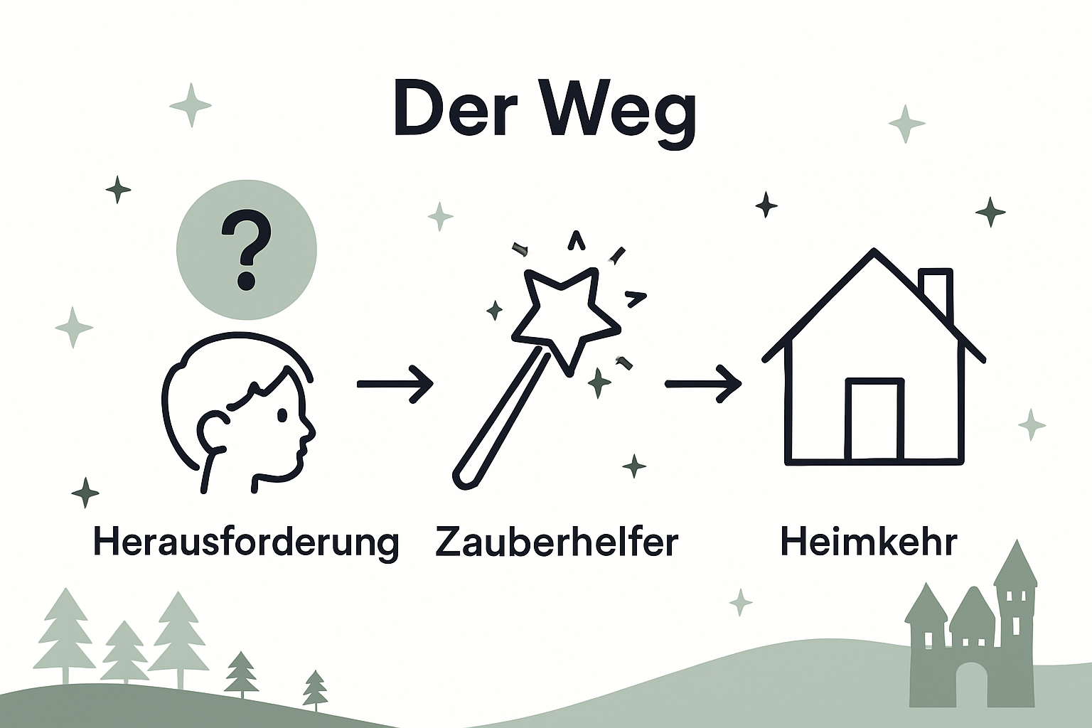 Infographic on three phases of fairy tale structure