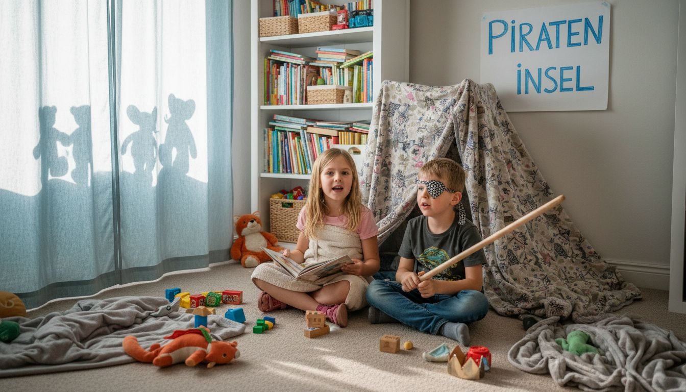 Mit viel Fantasie schlüpfen Kinder in die Rollen ihrer Lieblingsbuchfiguren und setzen Szenen aus bekannten Geschichten lebendig in Szene.