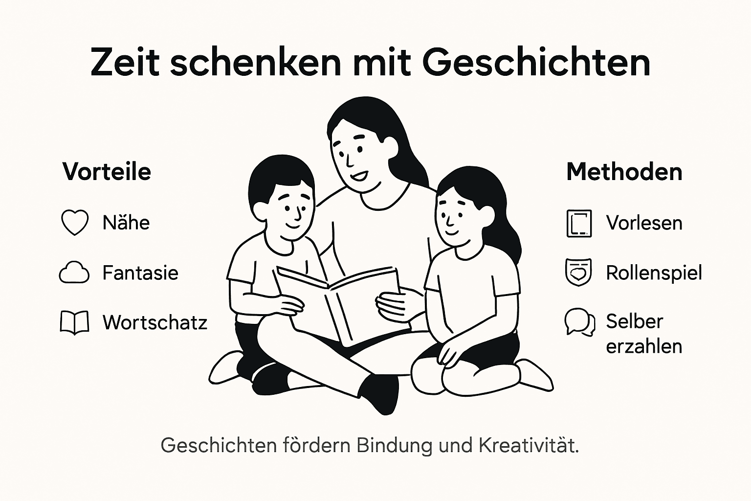 Infografik: Mit Geschichten Zeit verschenken – Vorteile und kreative Ansätze