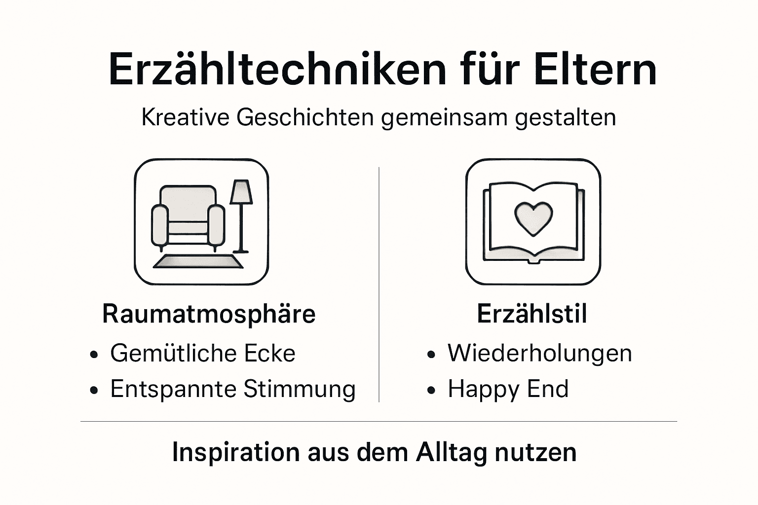 Infografik: Erzählmethoden für Eltern – Alles Wichtige auf einen Blick