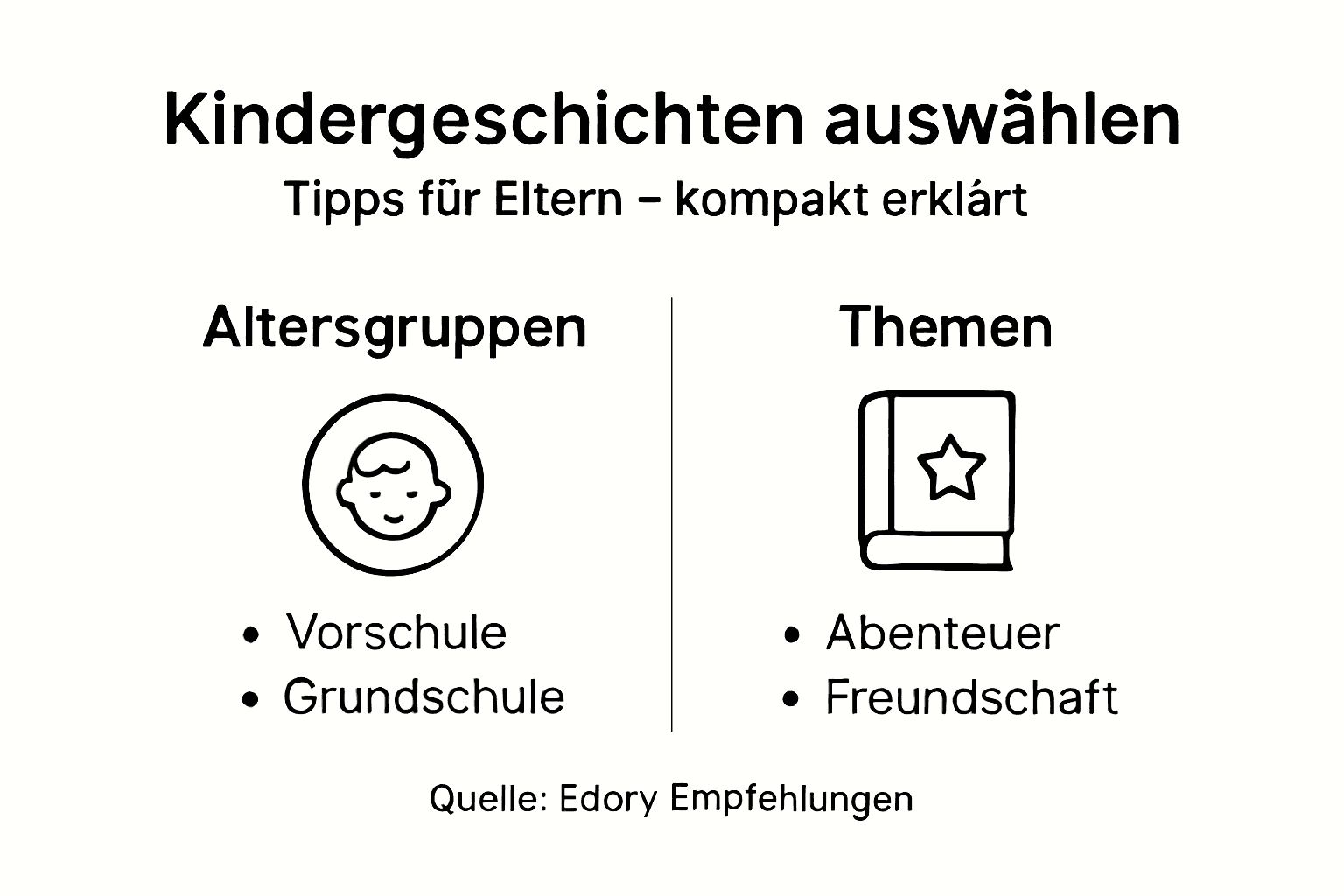 Infografik: So findest du die passenden Geschichten für Kinder – praktische Tipps zur Auswahl