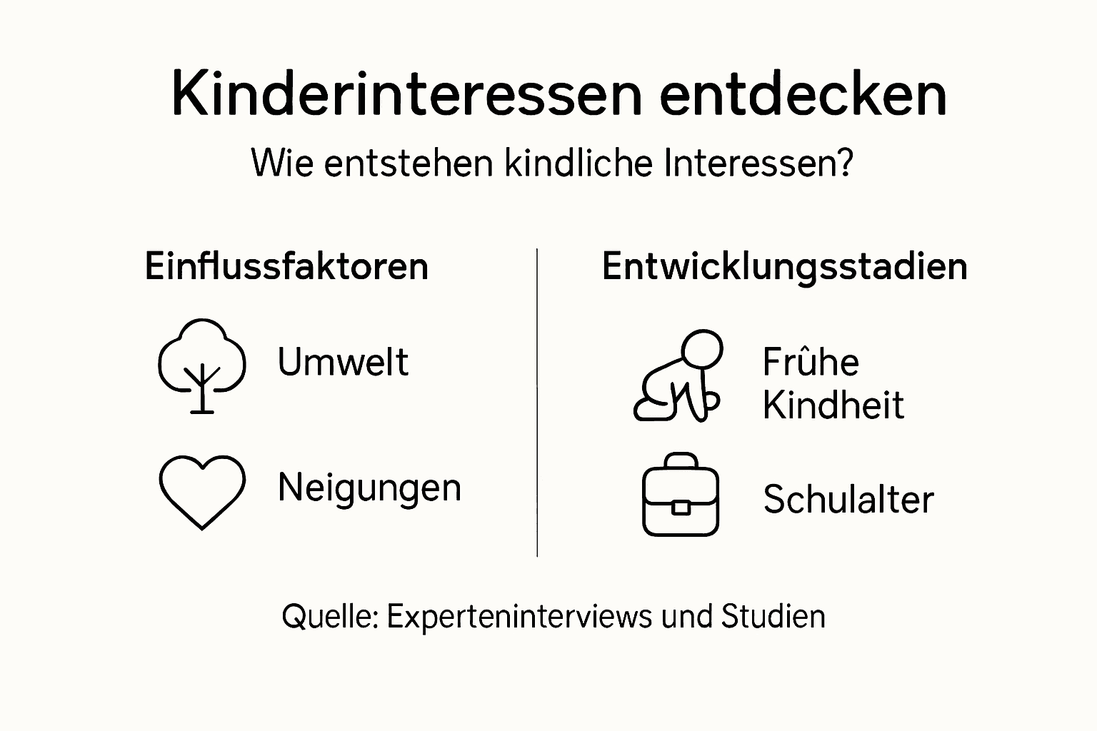 Die Infografik veranschaulicht, welche Faktoren die Entwicklung beeinflussen und zeigt die einzelnen Phasen des Prozesses auf.