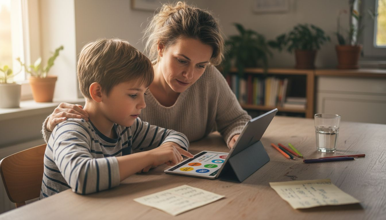 Die Familie gestaltet die App gemeinsam nach ihren Wünschen.