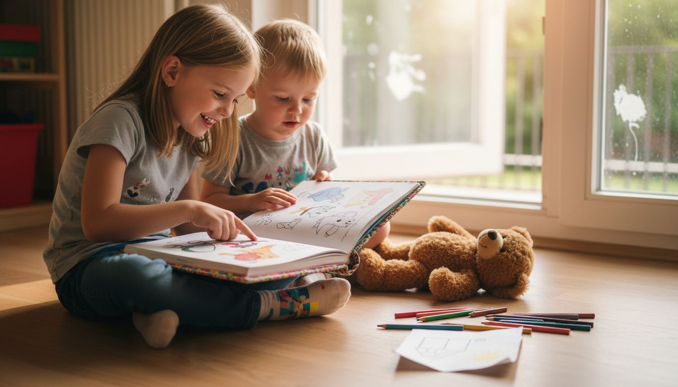 Gemeinsam tauchen Geschwister in ein personalisiertes Buchabenteuer ein.